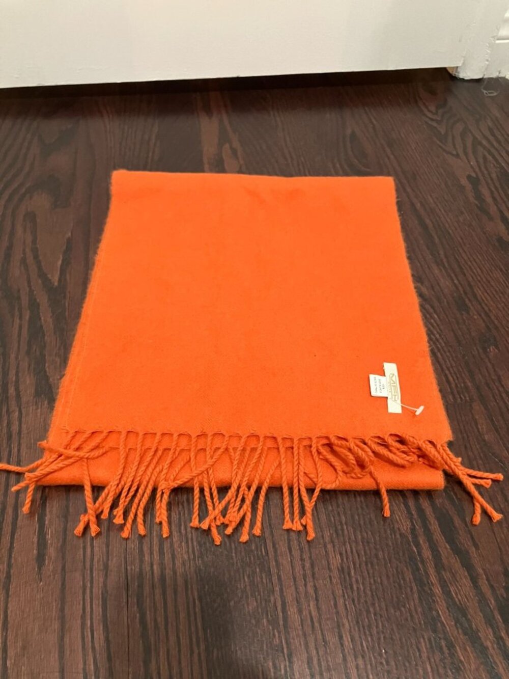 MFH Knits 100% Baby Alpaca Scarf Orange Fringed Winter Wrap Shawl, One Size